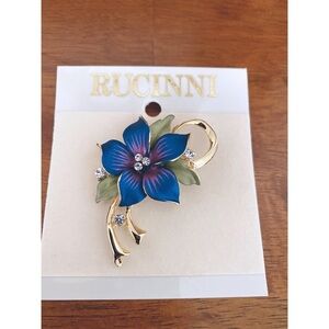 Rucinni Christmas Flower Pin Brooche blue